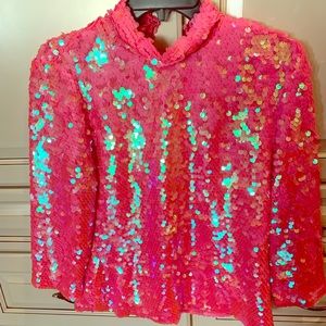 MILLY  NWT hot pink sequin top !